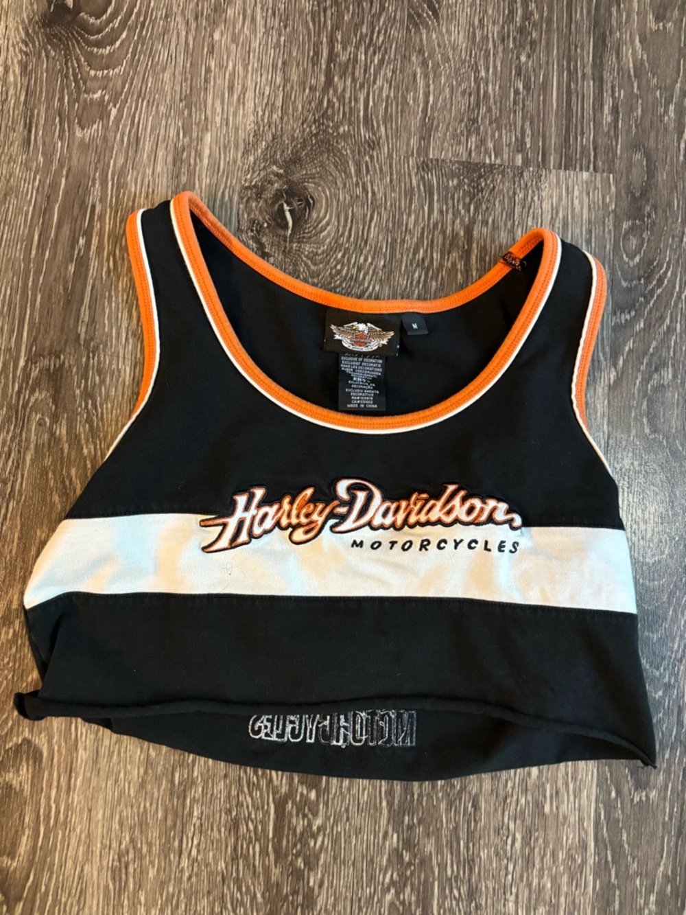 Harley-Davidson Black Tank with Orange and White Trim